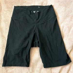 Black Cross-Front Extra High Waist Biker Shorts